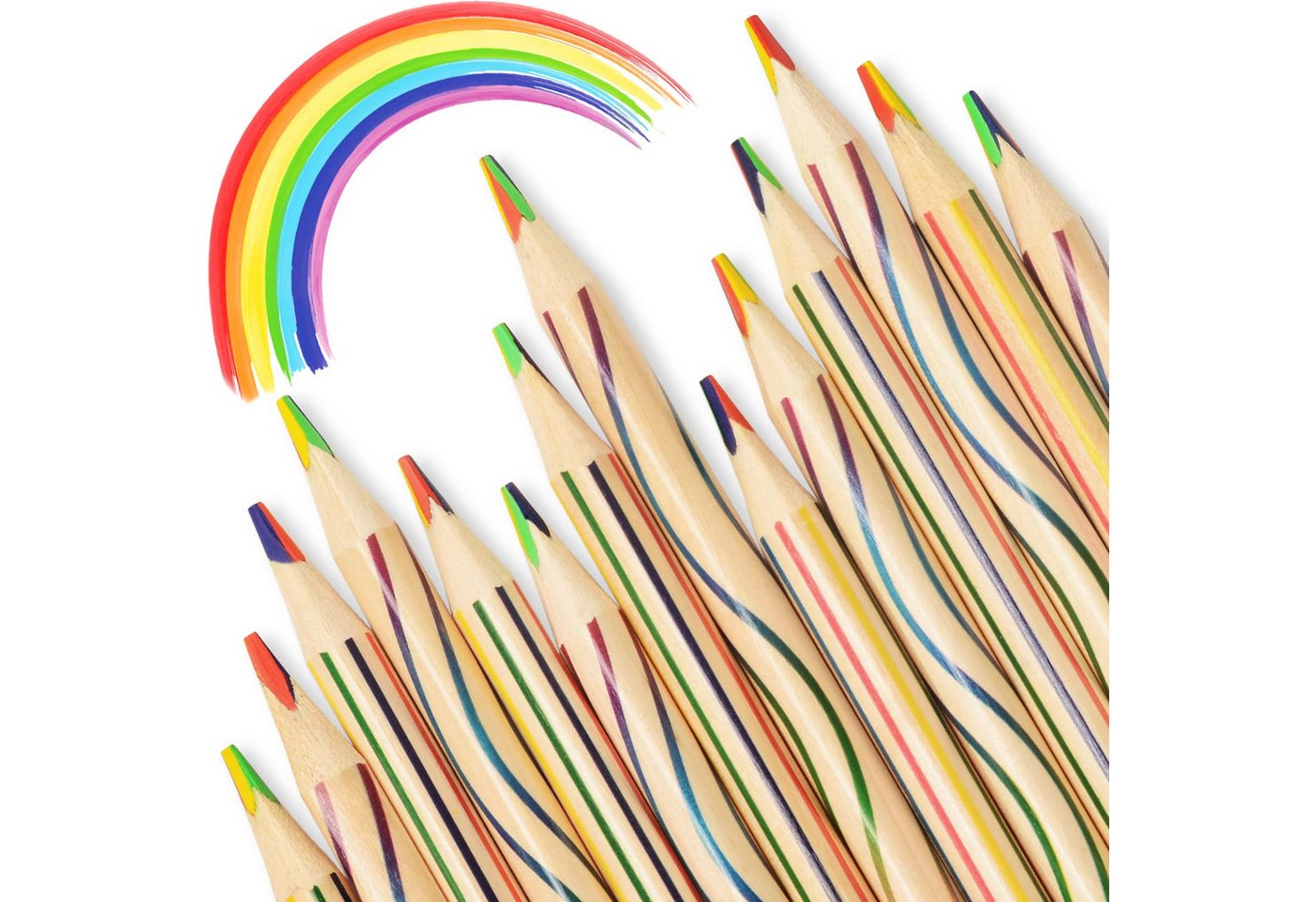 FOUORTUNATE-BEE Buntstift 12 Regenbogen Buntstifte 7-in-1 Farbstifte für Schule und Malspaß, (12-tlg), Geschenk für Kinder Geburtstag Schule Party Mitgebsel Kre – Bild 2 von 4
