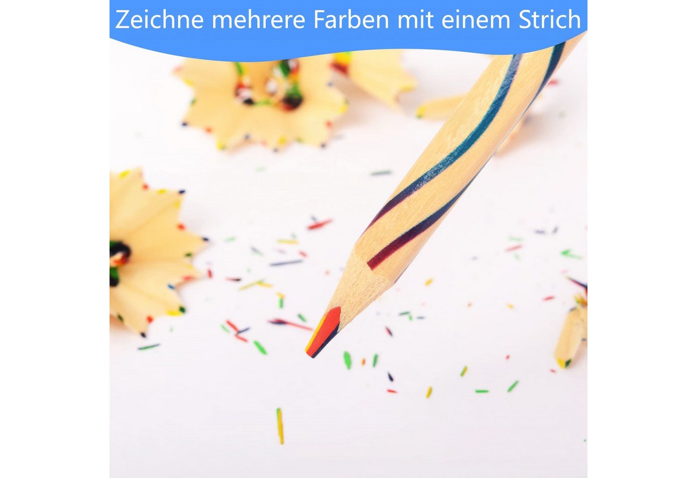 FOUORTUNATE-BEE Buntstift 12 Regenbogen Buntstifte 7-in-1 Farbstifte für Schule und Malspaß, (12-tlg), Geschenk für Kinder Geburtstag Schule Party Mitgebsel Kre – Bild 3 von 4