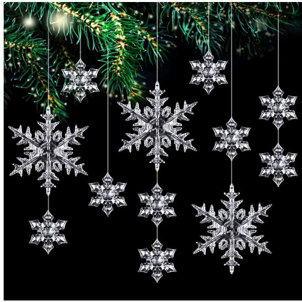 FOUORTUNATE-BEE Christbaumschmuck 25 Stück Acryl Schneeflocken Christbaumschmuck (25-tlg), Schneeflocken Anhänger Weihnachten Deko, Weihnachtsbaumschmuck