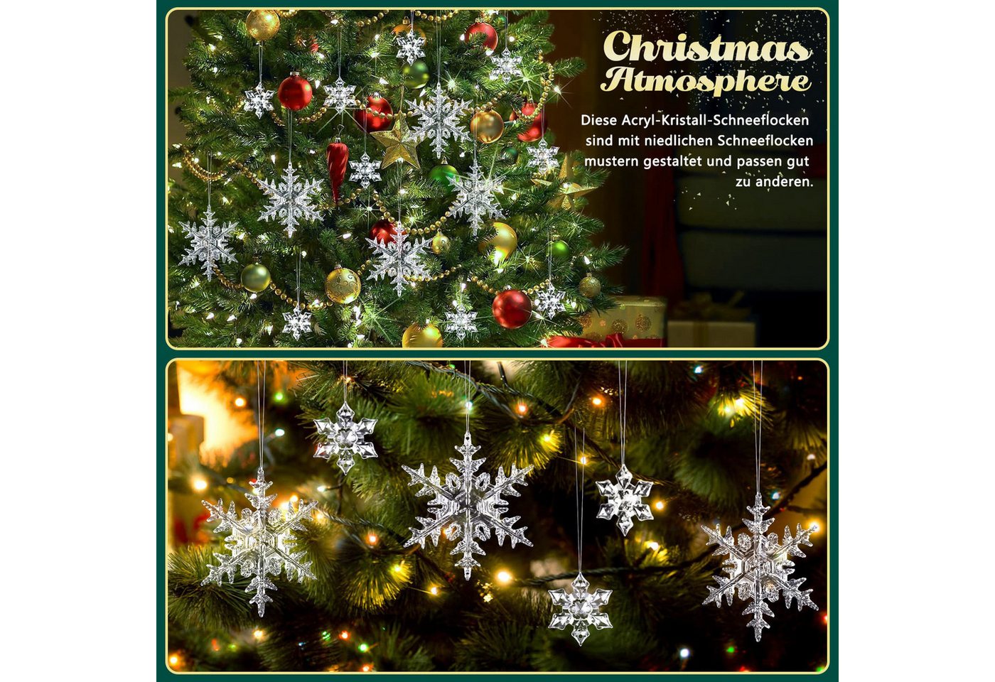 FOUORTUNATE-BEE Christbaumschmuck 25 Stück Acryl Schneeflocken Christbaumschmuck (25-tlg), Schneeflocken Anhänger Weihnachten Deko, Weihnachtsbaumschmuck – Bild 3 von 5