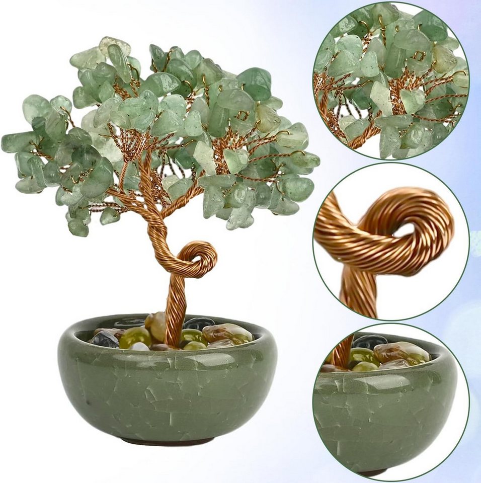 FOUORTUNATE-BEE Deko-Glas Grüner Kristallbaum, Deko-Baum mit Glasfuß, Tischdeko für Zuhause, Handgefertigter Edelsteinbaum für Schreibtisch, Büro, Regal Geschen – Bild 5 von 5