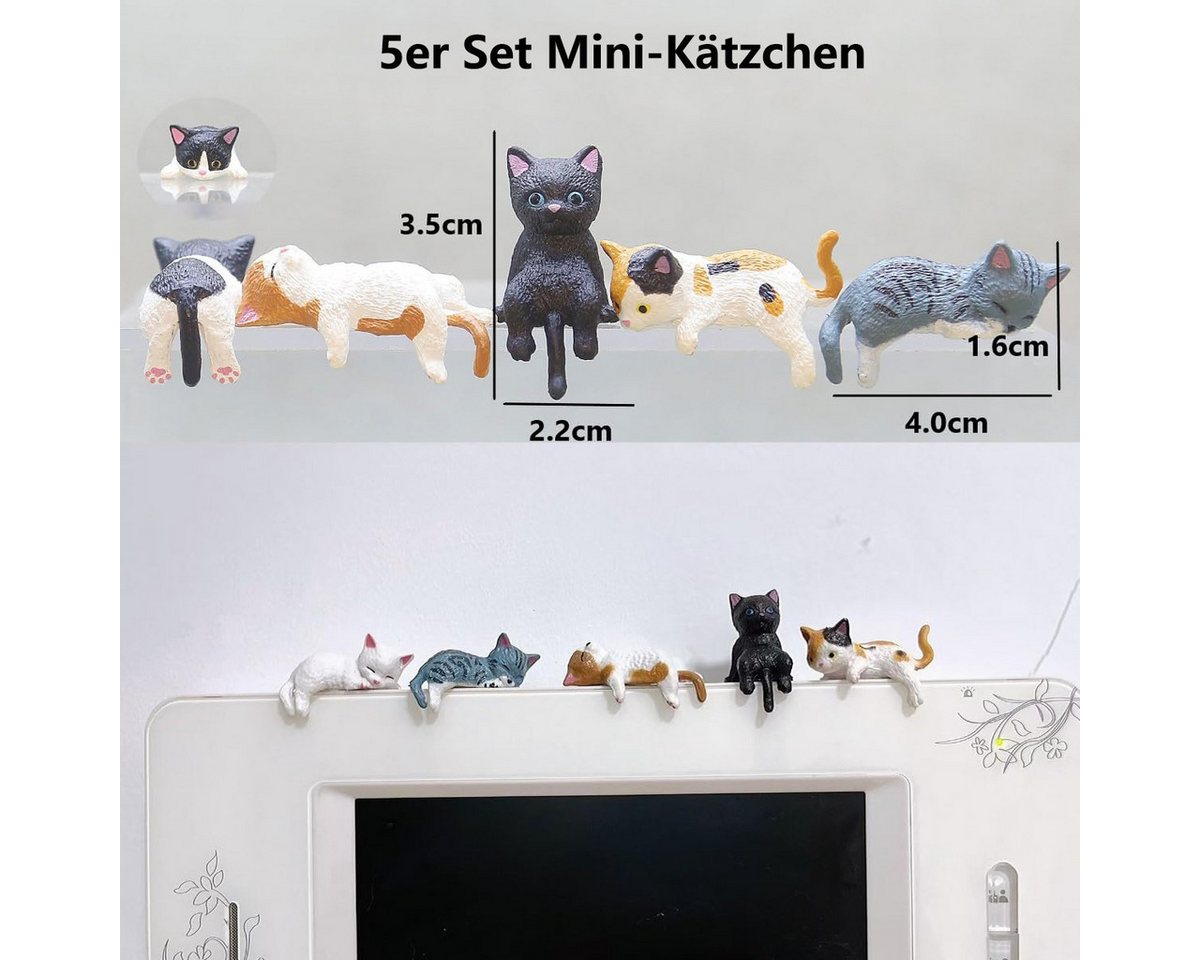 FOUORTUNATE-BEE Dekofigur Mini Kätzchen Figuren Miniatur Katzen Figuren Deko (Krabbelnd liegend sitzend Kätzchen Statue Kätzen Ornamente, Tischdeko Auto Compute – Bild 4 von 5