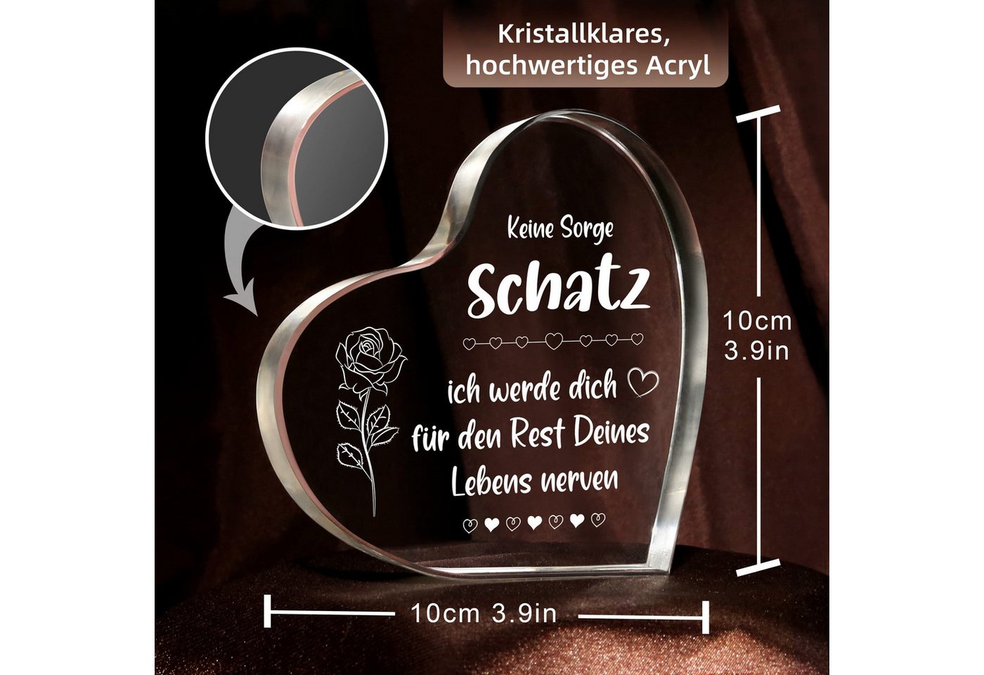 FOUORTUNATE-BEE Dekoobjekt Acryl-Herzbriefbeschwerer als romantisches Geschenk für sie (1 St) – Bild 2 von 5