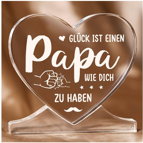 FOUORTUNATE-BEE Dekoobjekt Herzförmiges Acryl-Plakette Dekoration Papa Geschenk Geburtstag (Geschenke für Papa von Tochter Sohn, Bester Papa Geschenke, für zum 