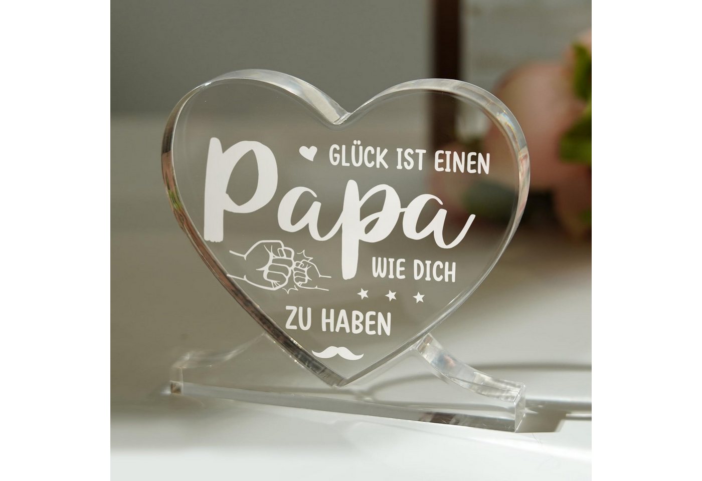 FOUORTUNATE-BEE Dekoobjekt Herzförmiges Acryl-Plakette Dekoration Papa Geschenk Geburtstag (Geschenke für Papa von Tochter Sohn, Bester Papa Geschenke, für zum  – Bild 4 von 5