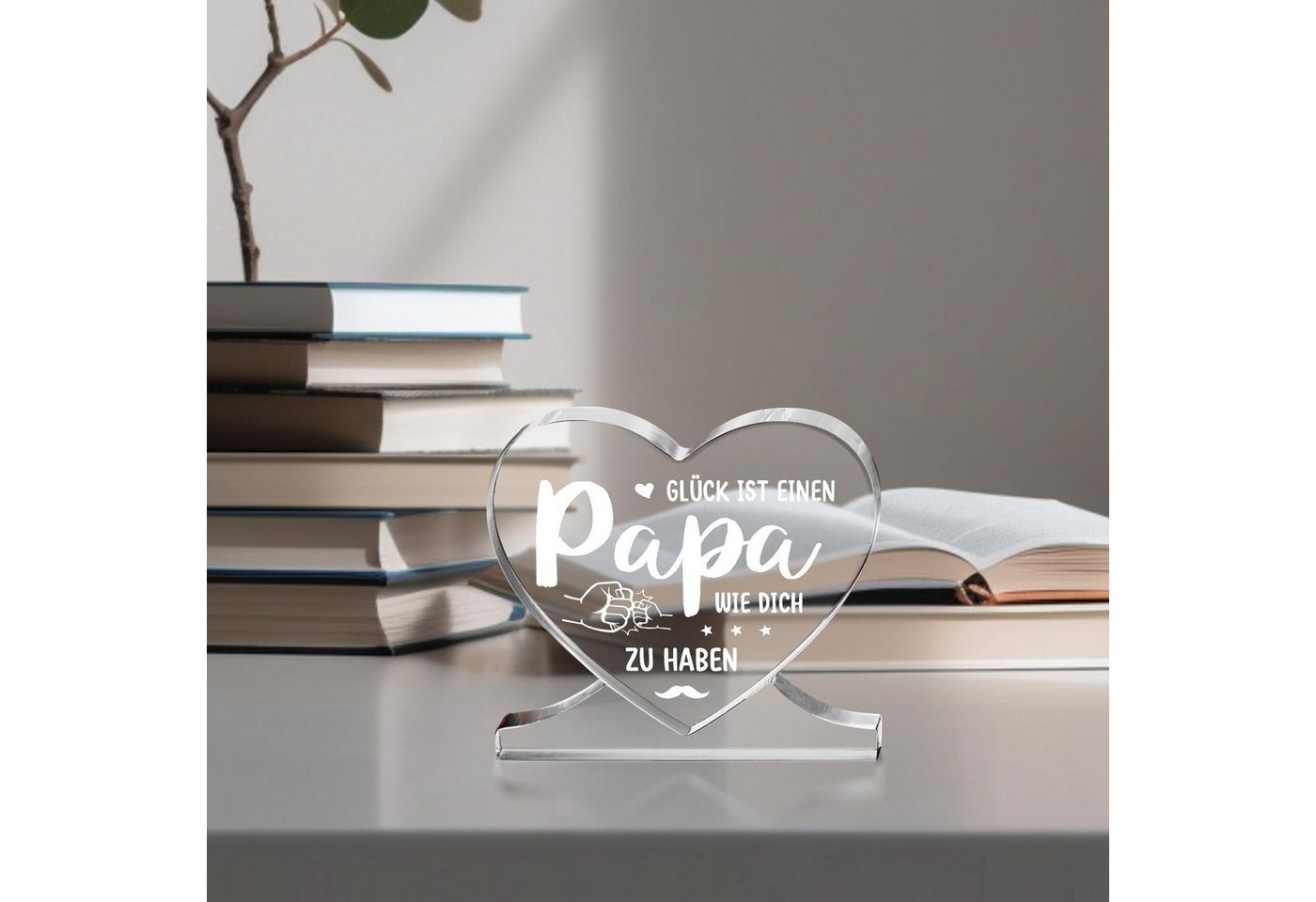 FOUORTUNATE-BEE Dekoobjekt Herzförmiges Acryl-Plakette Dekoration Papa Geschenk Geburtstag (Geschenke für Papa von Tochter Sohn, Bester Papa Geschenke, für zum  – Bild 5 von 5