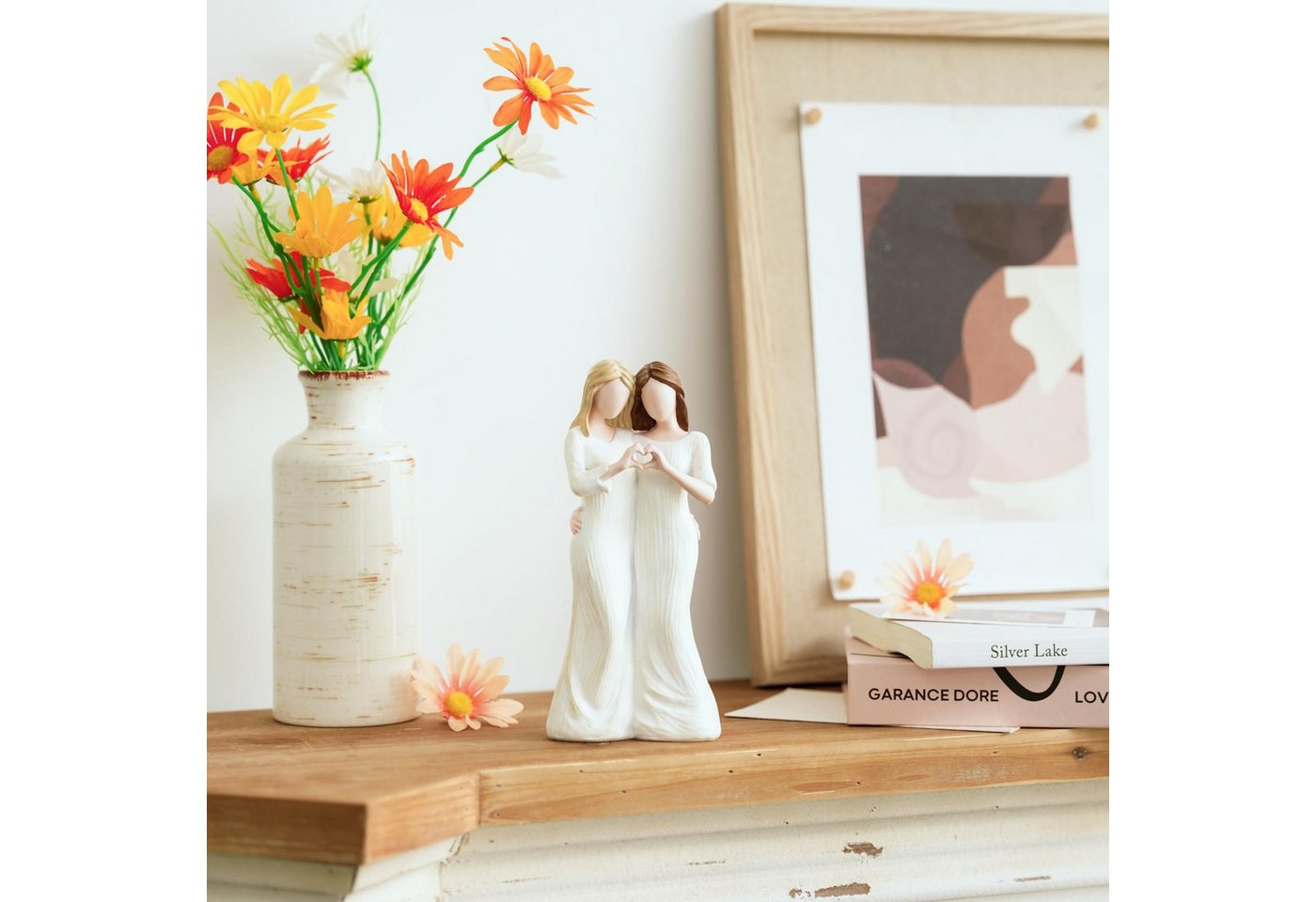 FOUORTUNATE-BEE Dekoobjekt Schwester Beste Freundin Geschenke Schwester (Geschenk für Geburtstag Freundschafts, Handbemalte Schwestern Figur Deko) – Bild 3 von 5