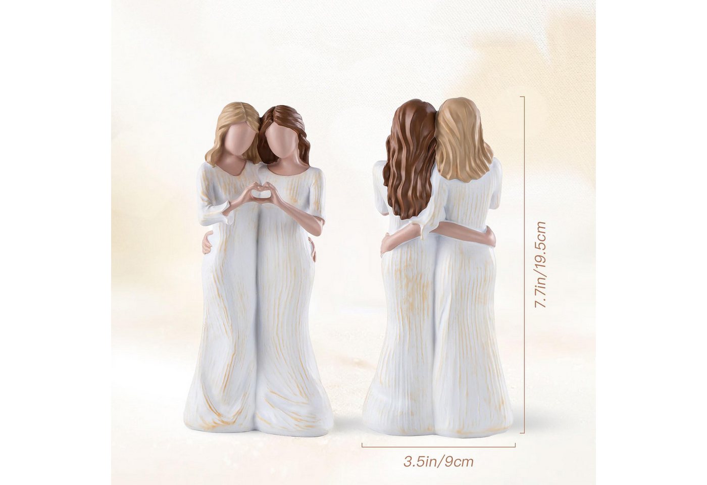 FOUORTUNATE-BEE Dekoobjekt Schwester Beste Freundin Geschenke Schwester (Geschenk für Geburtstag Freundschafts, Handbemalte Schwestern Figur Deko) – Bild 5 von 5