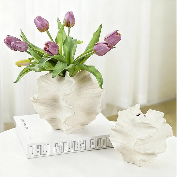 FOUORTUNATE-BEE Dekovase Keramik Vase Beige Moderne Vasen für Nordisches Vasen Deko (Boho Blumenvase, für Zuhause, Wohnzimmer, Büro, Bauernhaus, Couchtisch Deko