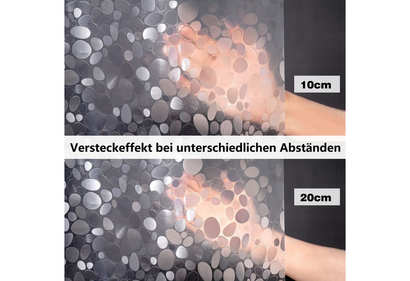 FOUORTUNATE-BEE Duschvorhang Antischimmel Duschvorhang Transparent mit 3D Kieselsteinen Muster Breite 180 cm (Wasserdicht Eva Plastik Dusch Vorhang für Badewann – Bild 5 von 5