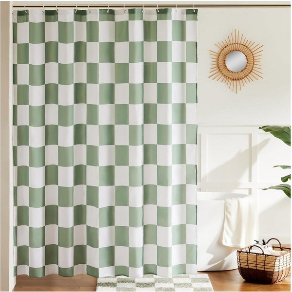 FOUORTUNATE-BEE Duschvorhang Karierter Duschvorhang für Badezimmer Hübsches Retro-Schachbrettmuster Breite 180 cm (Duschgardine in Vintage-Ästhetik, maschinenwa