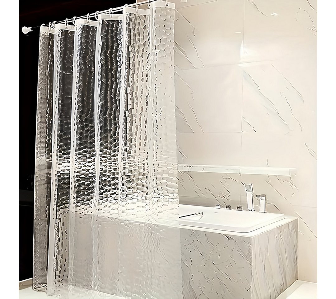 FOUORTUNATE-BEE Duschvorhang Transparenter Duschvorhang 180x200 cm wasserabweisend Bad, Duschvorhang für Badewanne Dusche Badezimmer Trennvorhang klar – Bild 3 von 5