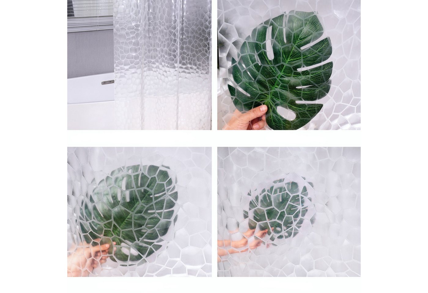 FOUORTUNATE-BEE Duschvorhang Transparenter Duschvorhang 180x200 cm wasserabweisend Bad, Duschvorhang für Badewanne Dusche Badezimmer Trennvorhang klar – Bild 5 von 5
