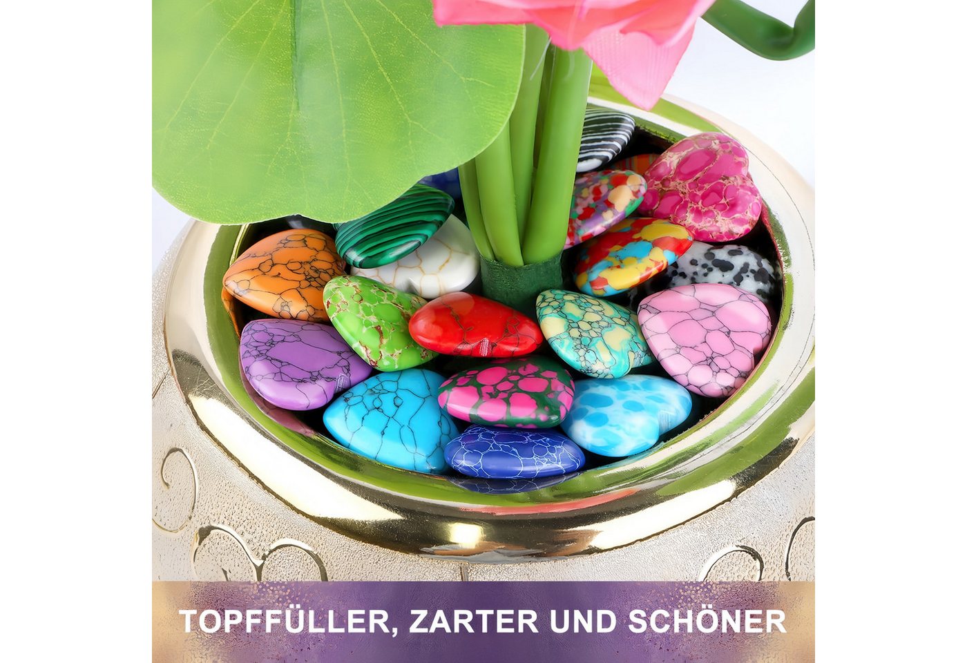 FOUORTUNATE-BEE Edelstein 30er Set Herzförmige Kristallsteine in Zufallsfarben Geschenk, (30-St), 30 Herz-Kristallsteine in Zufallsfarben für Deko & Geschenk – Bild 3 von 5