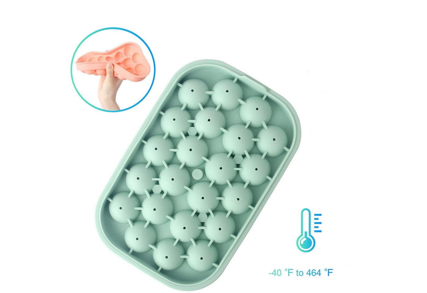 FOUORTUNATE-BEE Eiswürfelform Silikon Eiswürfelform Kugeln 2er Set 44 Eisball Form mit Deckel, Eisball Form für Whisky Cocktail Sommer Küche Getränke DIY – Bild 5 von 5