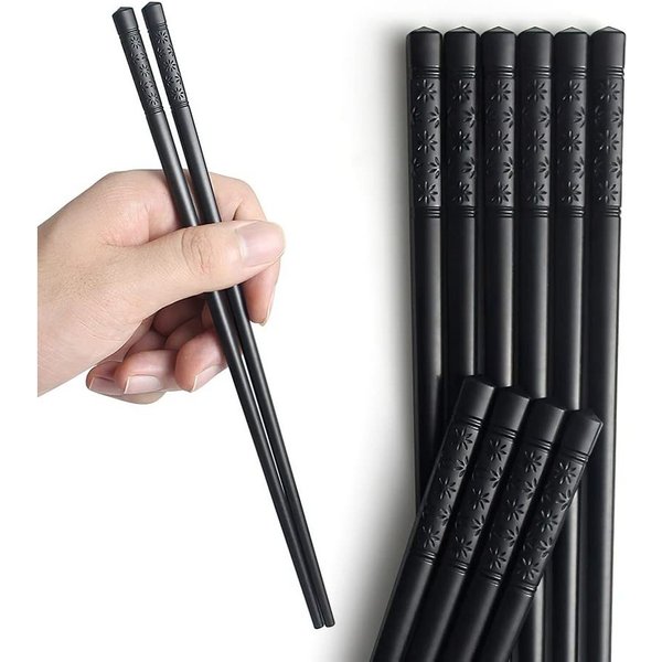 FOUORTUNATE-BEE Essstäbchen 10 Paar Essstäbchen Schwarz Rutschfest Sushi Stäbchen Set 24cm, Für Sushi Reis Nudeln Restaurant Buffet Café und Zuhause