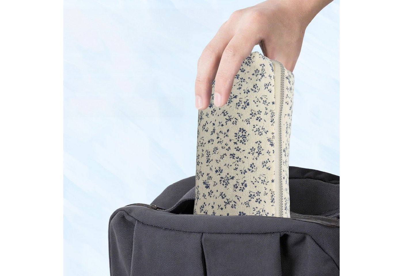 FOUORTUNATE-BEE Federmäppchen Federmäppchen Blumenmuster mit Reißverschluss Stifte Etui Schule, Stifte Etui Blumen Federtasche Kosmetiktasche Büro Reise Damen – Bild 3 von 5