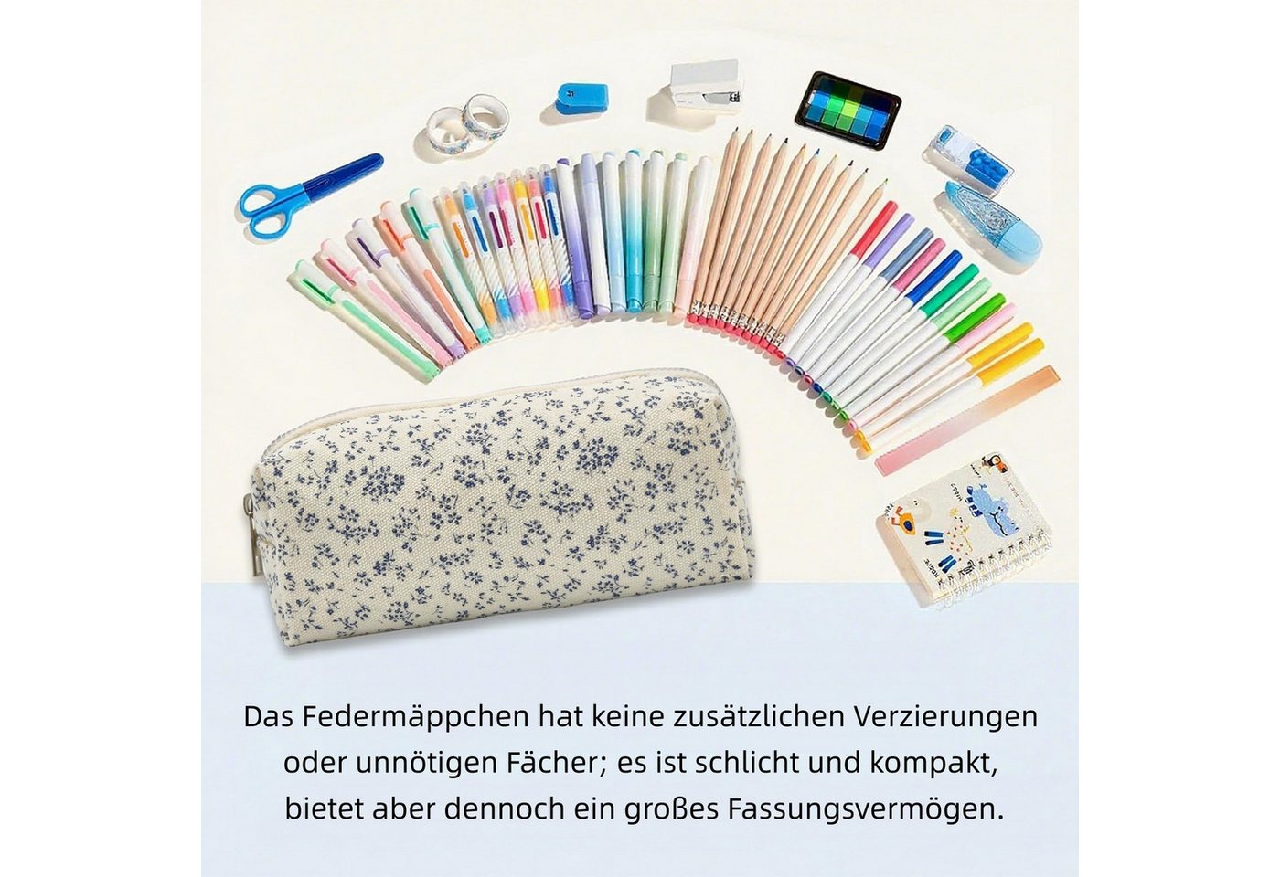 FOUORTUNATE-BEE Federmäppchen Federmäppchen Blumenmuster mit Reißverschluss Stifte Etui Schule, Stifte Etui Blumen Federtasche Kosmetiktasche Büro Reise Damen – Bild 5 von 5