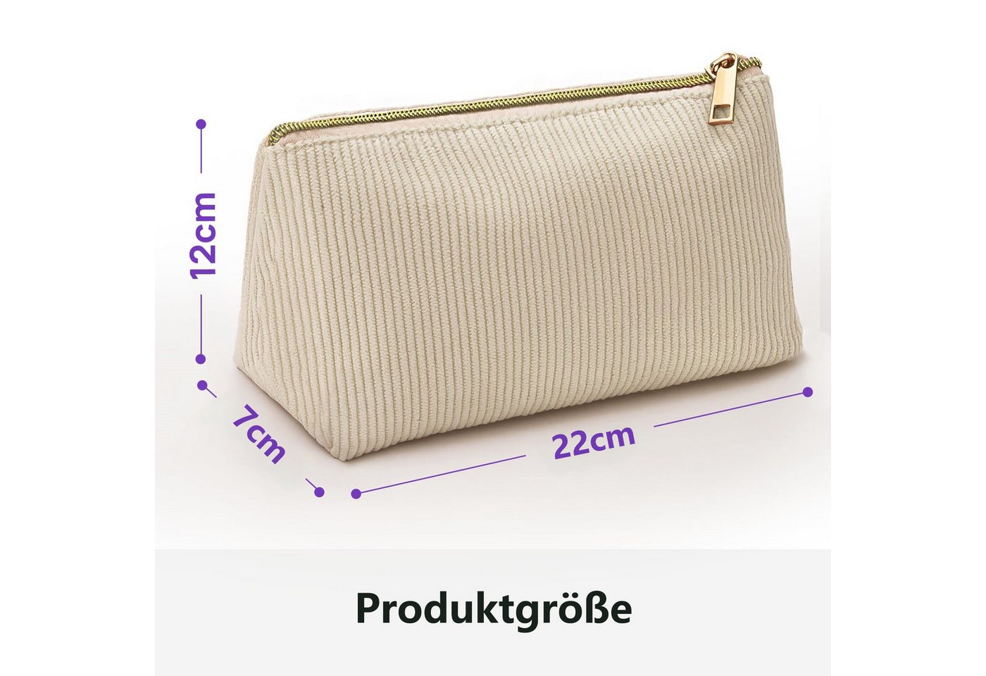 FOUORTUNATE-BEE Federmäppchen Cord-Stoff Großes Fassungsvermögen Federmäppchen Federtasche, (mit praktischem Reißverschluss, Mäppchen für Schule, Büro) – Bild 2 von 5