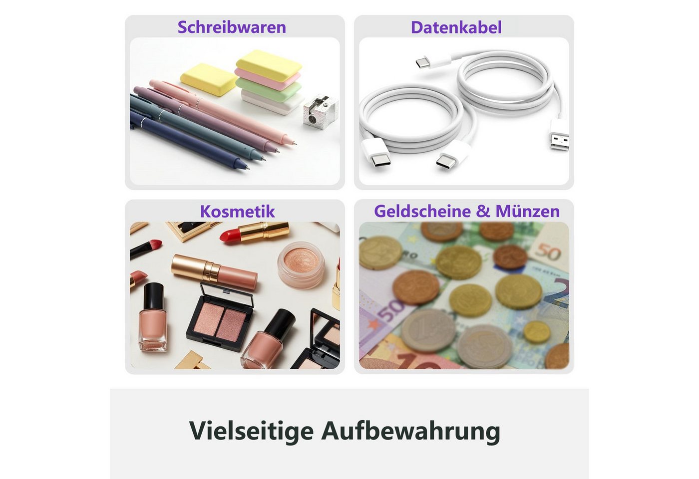 FOUORTUNATE-BEE Federmäppchen Cord-Stoff Großes Fassungsvermögen Federmäppchen Federtasche, (mit praktischem Reißverschluss, Mäppchen für Schule, Büro) – Bild 5 von 5