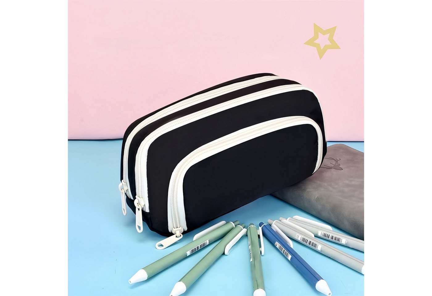 FOUORTUNATE-BEE Federmäppchen Großes Federmäppchen mit 3 Fächern – Geschenk zum Schulstart, Federmäppchen mit 3 Fächern für Schüler & Jugendliche – Bild 4 von 5