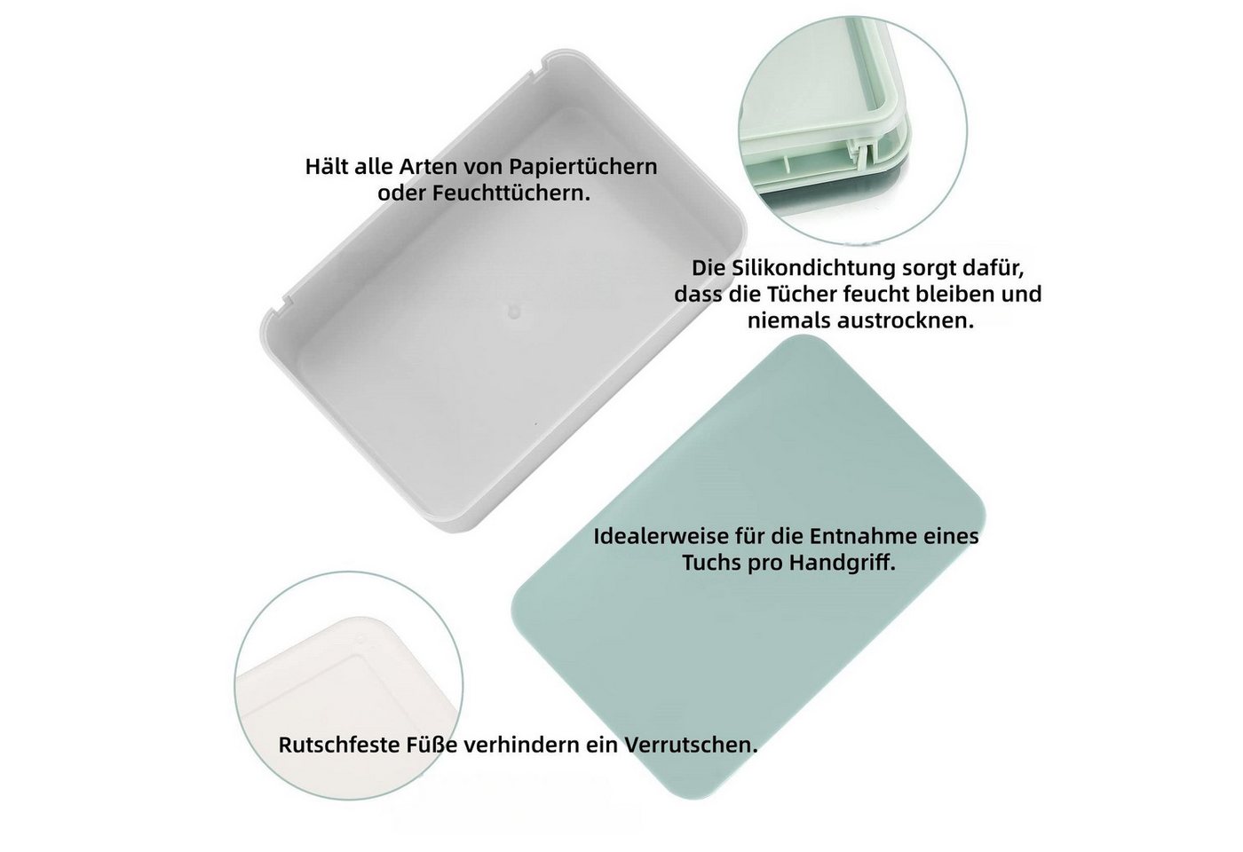FOUORTUNATE-BEE Feuchttücherbox 2er-Set Feuchttuch- und Taschentuchspender mit Deckel (2 St), Praktische Aufbewahrungsboxen für Zuhause und Büro – Bild 3 von 5