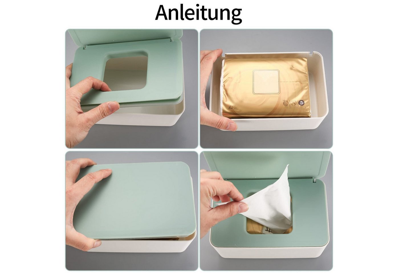 FOUORTUNATE-BEE Feuchttücherbox 2er-Set Feuchttuch- und Taschentuchspender mit Deckel (2 St), Praktische Aufbewahrungsboxen für Zuhause und Büro – Bild 4 von 5