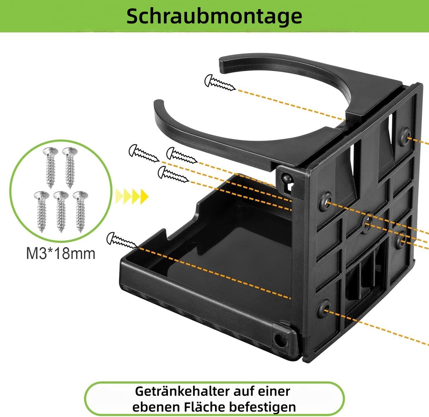 FOUORTUNATE-BEE Flaschenhalter 2er Set klappbare Auto Getränkehalter für PKW & Boot, (2-St), Universeller Becherhalter für Wohnmobil, LKW & Zuhause – Bild 4 von 5