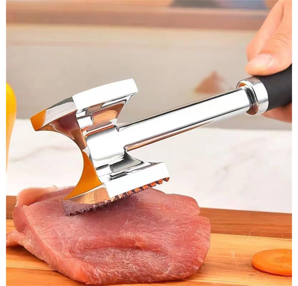 FOUORTUNATE-BEE Fleischklopfer Fleischklopfer Edelstahl doppelseitig Küchenhammer für Fleisch, Küchen Fleischhammer für Steak Hähnchen BBQ Grill Zartmacher – Bild 3 von 5