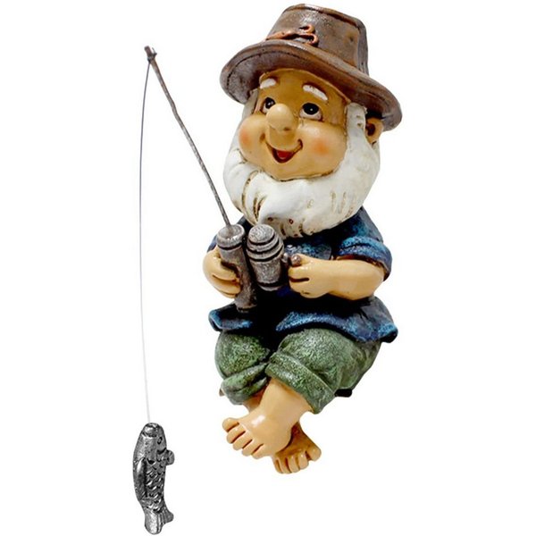 FOUORTUNATE-BEE Gartenzwerg Gartenzwerg Angler Figur Deko Harz Gartenfigur Blumentopf, Zwerg Figur für Garten Balkon Terrasse Wohnzimmer Deko