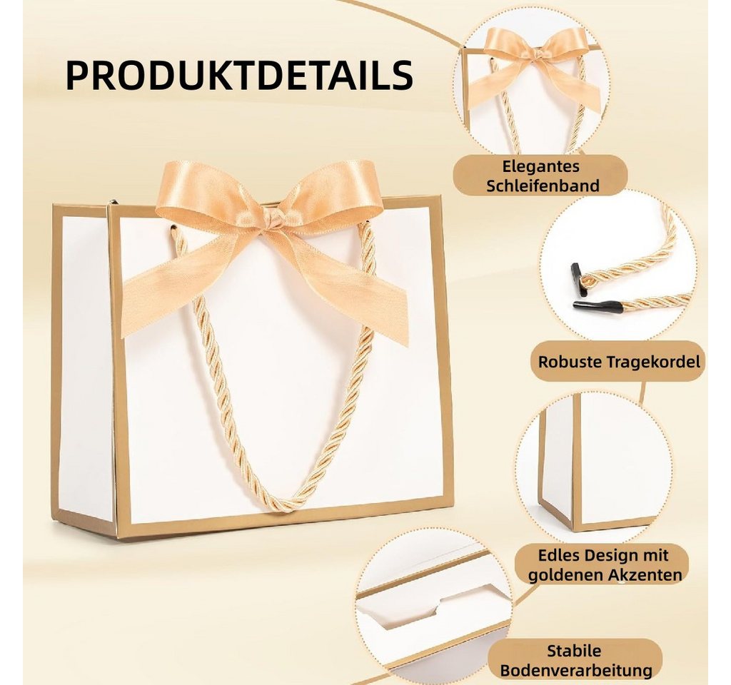 FOUORTUNATE-BEE Geschenktüten 12 Geschenkbeutel mit Schleife für Hochzeit & Geburtstag, (12St), Kleine Geschenktüten für Party, Dankeschön & Brautparty – Bild 4 von 5
