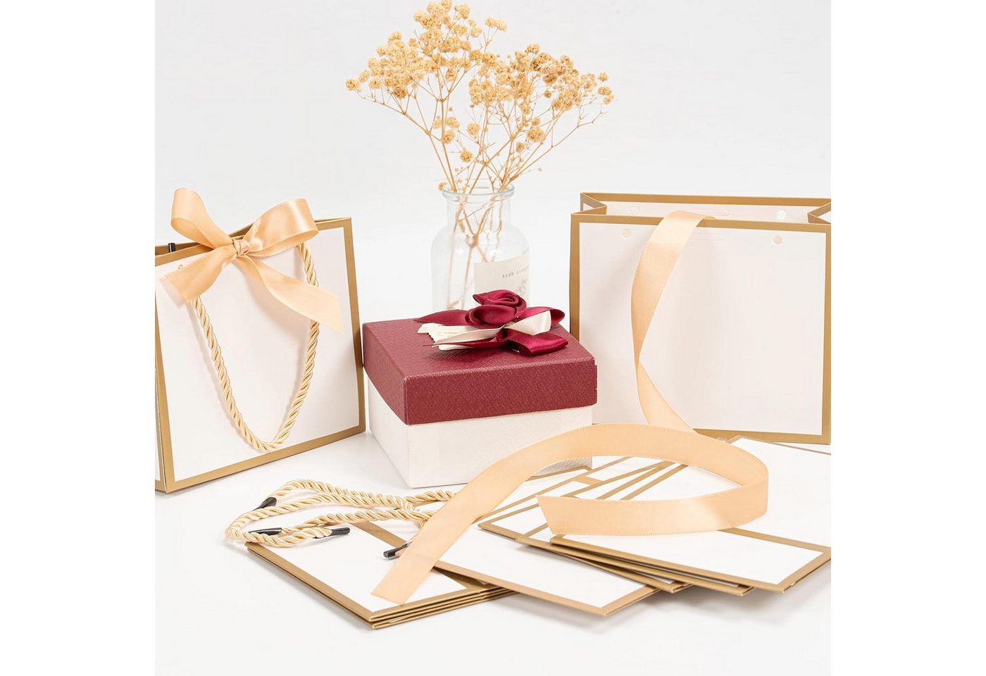 FOUORTUNATE-BEE Geschenktüten 12 Geschenkbeutel mit Schleife für Hochzeit & Geburtstag, (12St), Kleine Geschenktüten für Party, Dankeschön & Brautparty – Bild 5 von 5