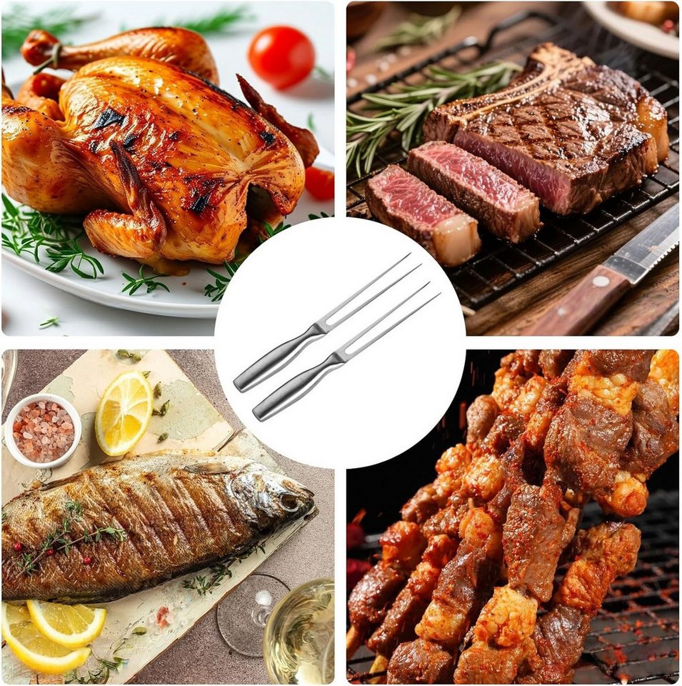 FOUORTUNATE-BEE Geschirr-Set 2er Set Edelstahl Fleischgabeln mit Griff für Grill & Küche (2-tlg), Robuste Tranchiergabeln aus Edelstahl für Fleisch & Braten – Bild 3 von 5