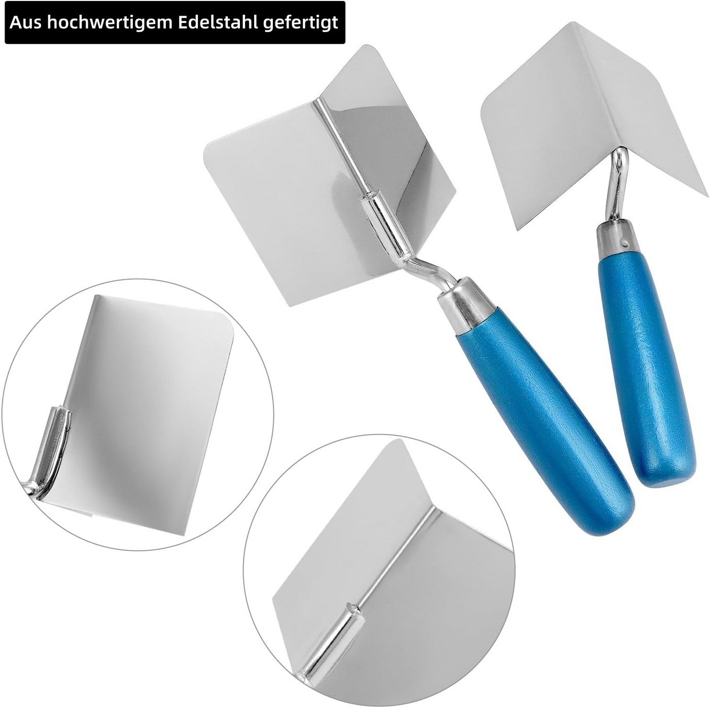 FOUORTUNATE-BEE Glättekelle 2-teiliges Edelstahl-Eckkellen-Set für Putz- und Trockenbauarbeiten (2-St) Innen- und Außeneckkellen aus rostfreiem Edelstahl – Bild 4 von 5