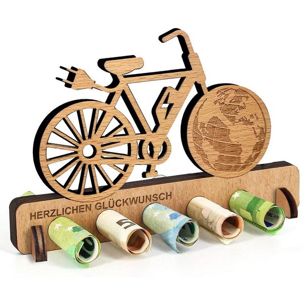 FOUORTUNATE-BEE Grußkarten Geldgeschenk Holz Fahrrad Geburtstag Geschenk für Radfahrer, Holz Geldgeschenk Fahrrad mit Halter für Geld Gutscheine Fotos