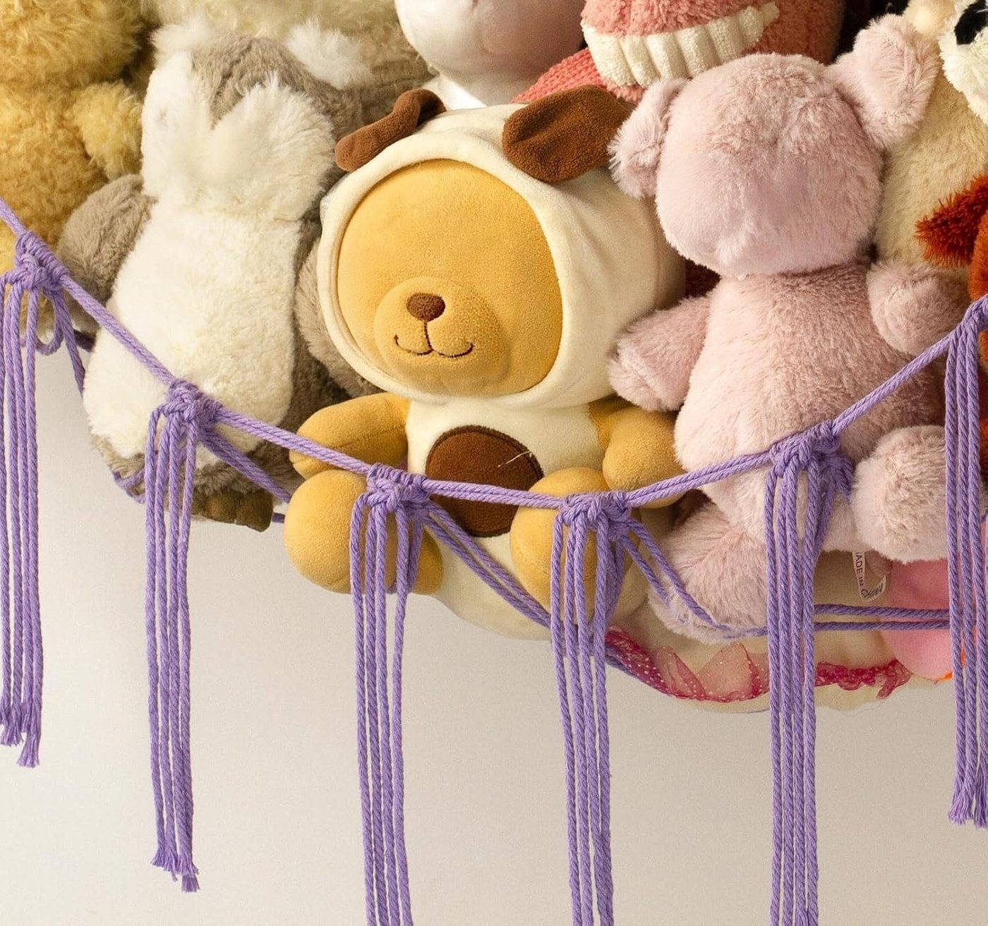 FOUORTUNATE-BEE Hängekorb Plüschtier Hängematte Ecknetz für Kinderzimmer Deko Mehrere Farben, Handgewebtes Spielzeugnetz zur Aufbewahrung von Kuscheltieren – Bild 5 von 5