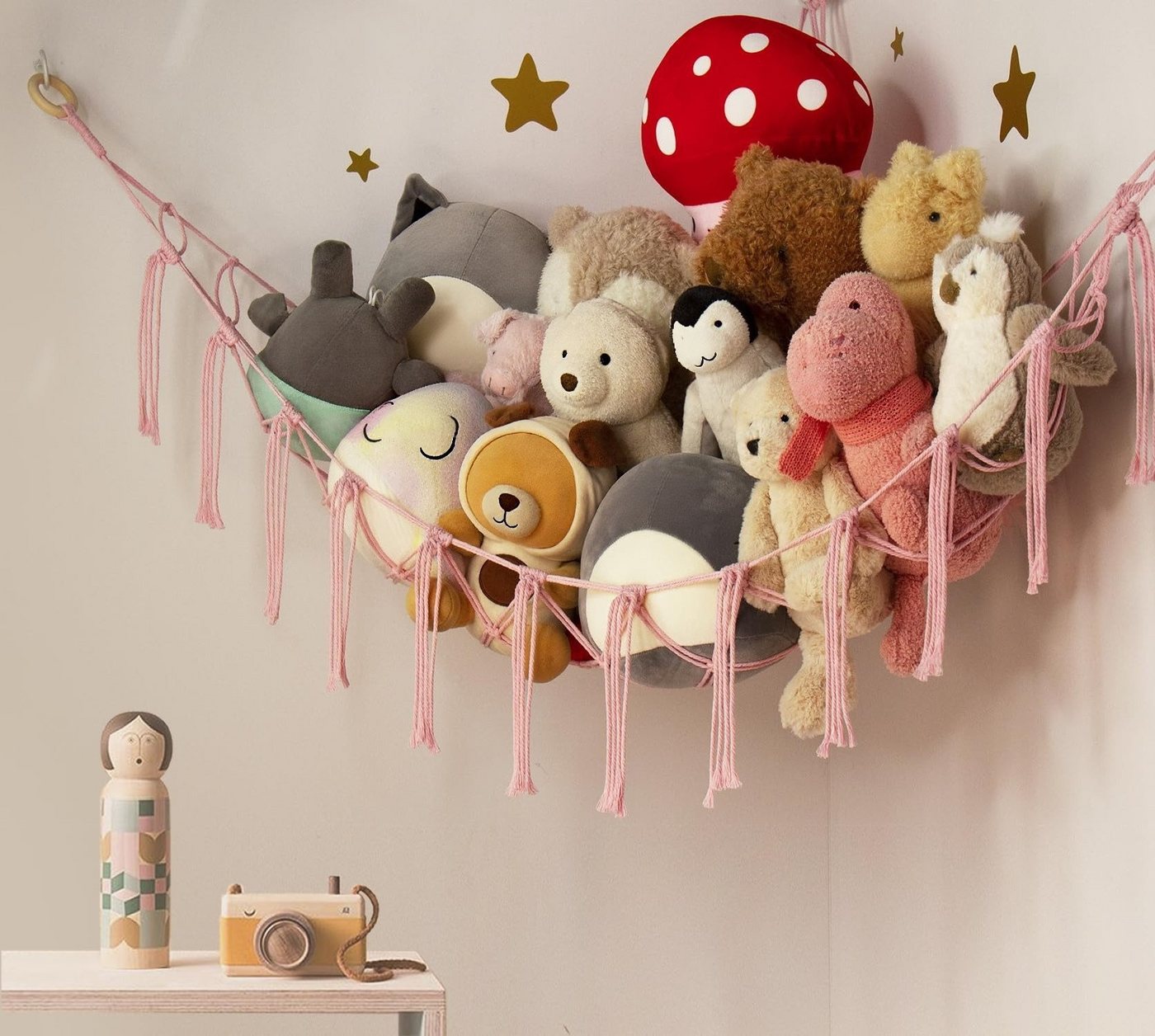 FOUORTUNATE-BEE Hängekorb Plüschtier Hängematte Ecknetz für Kinderzimmer Deko Mehrere Farben, Handgewebtes Spielzeugnetz zur Aufbewahrung von Kuscheltieren – Bild 2 von 5