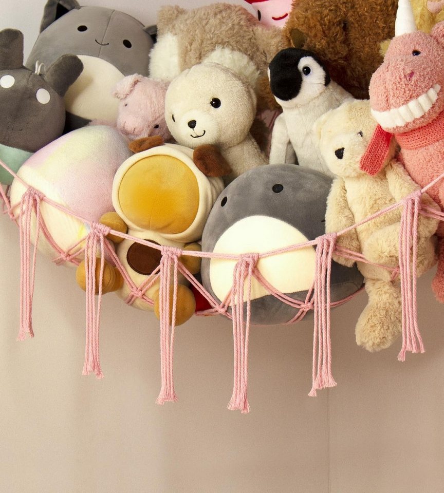 FOUORTUNATE-BEE Hängekorb Plüschtier Hängematte Ecknetz für Kinderzimmer Deko Mehrere Farben, Handgewebtes Spielzeugnetz zur Aufbewahrung von Kuscheltieren – Bild 4 von 5
