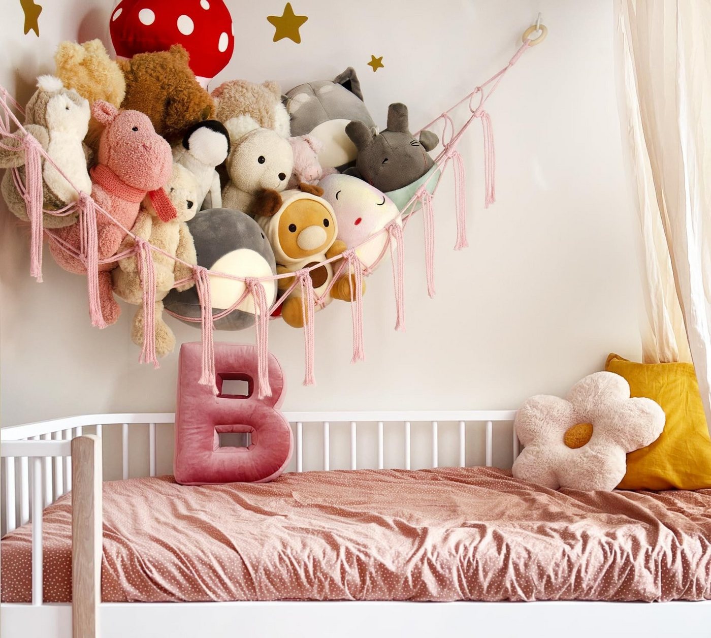 FOUORTUNATE-BEE Hängekorb Plüschtier Hängematte Ecknetz für Kinderzimmer Deko Mehrere Farben, Handgewebtes Spielzeugnetz zur Aufbewahrung von Kuscheltieren – Bild 5 von 5