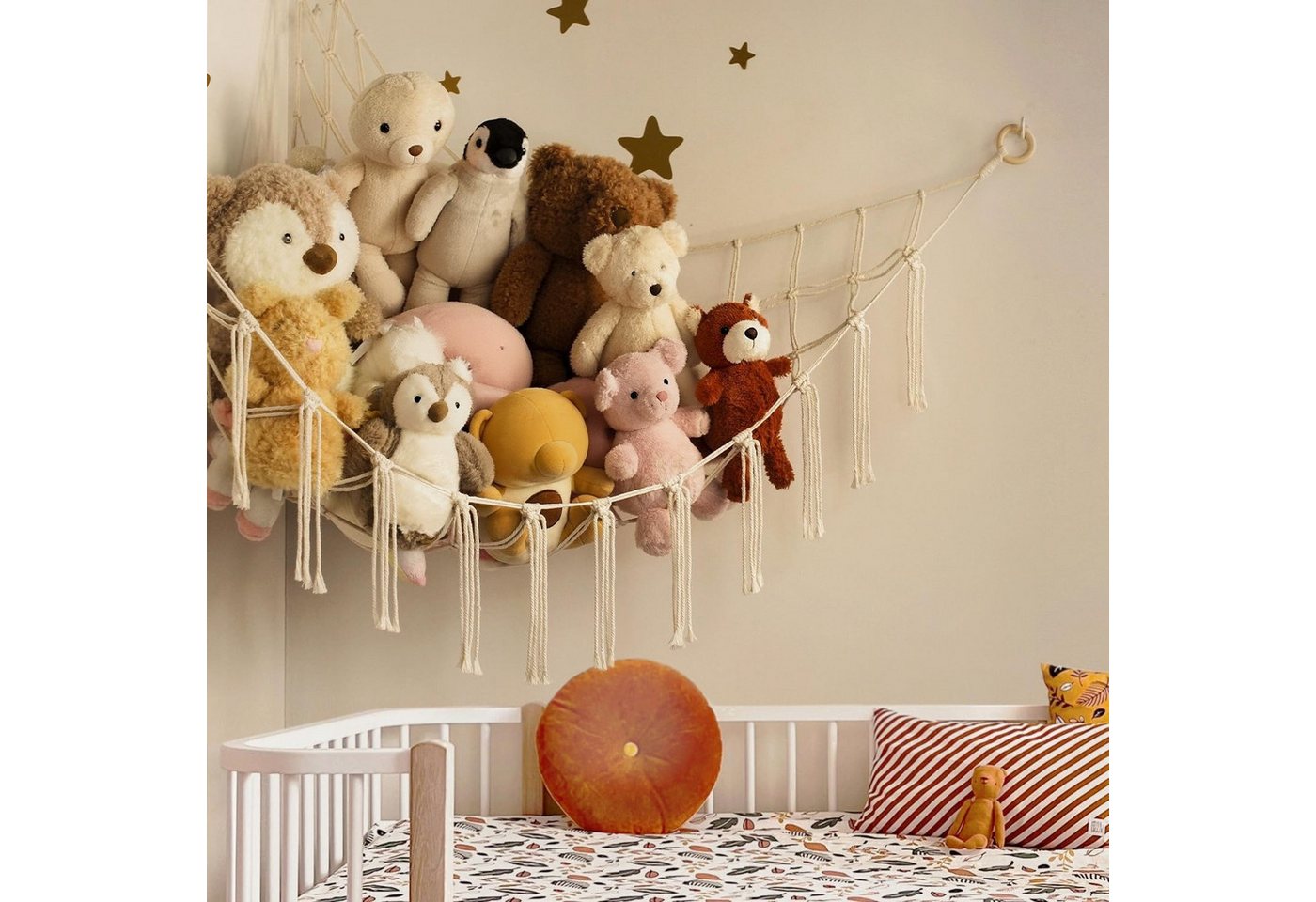 FOUORTUNATE-BEE Hängekorb Plüschtier Hängematte Ecknetz für Kinderzimmer Deko Mehrere Farben, Handgewebtes Spielzeugnetz zur Aufbewahrung von Kuscheltieren – Bild 5 von 5