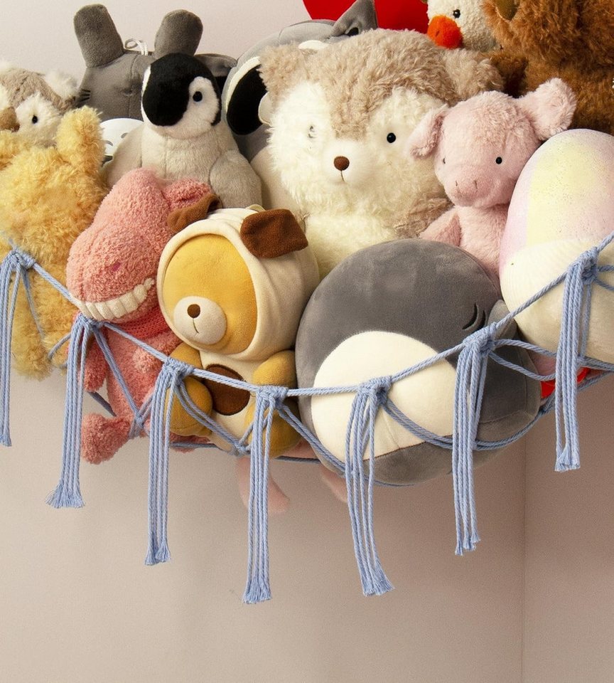 FOUORTUNATE-BEE Hängekorb Plüschtier Hängematte Ecknetz für Kinderzimmer Deko Mehrere Farben, Handgewebtes Spielzeugnetz zur Aufbewahrung von Kuscheltieren – Bild 5 von 5