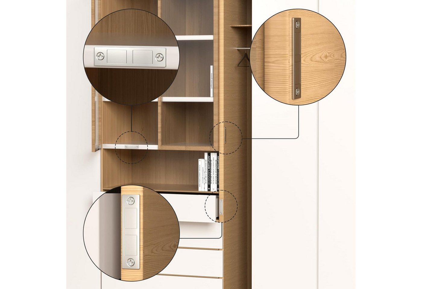 FOUORTUNATE-BEE Haftmagnetschnäpper Möbel-Magnetverschluss – starke, ultradünne Türmagneten im 2er-Pack, Für Schrank, Schublade und Kleiderschrank – magnetische – Bild 5 von 5