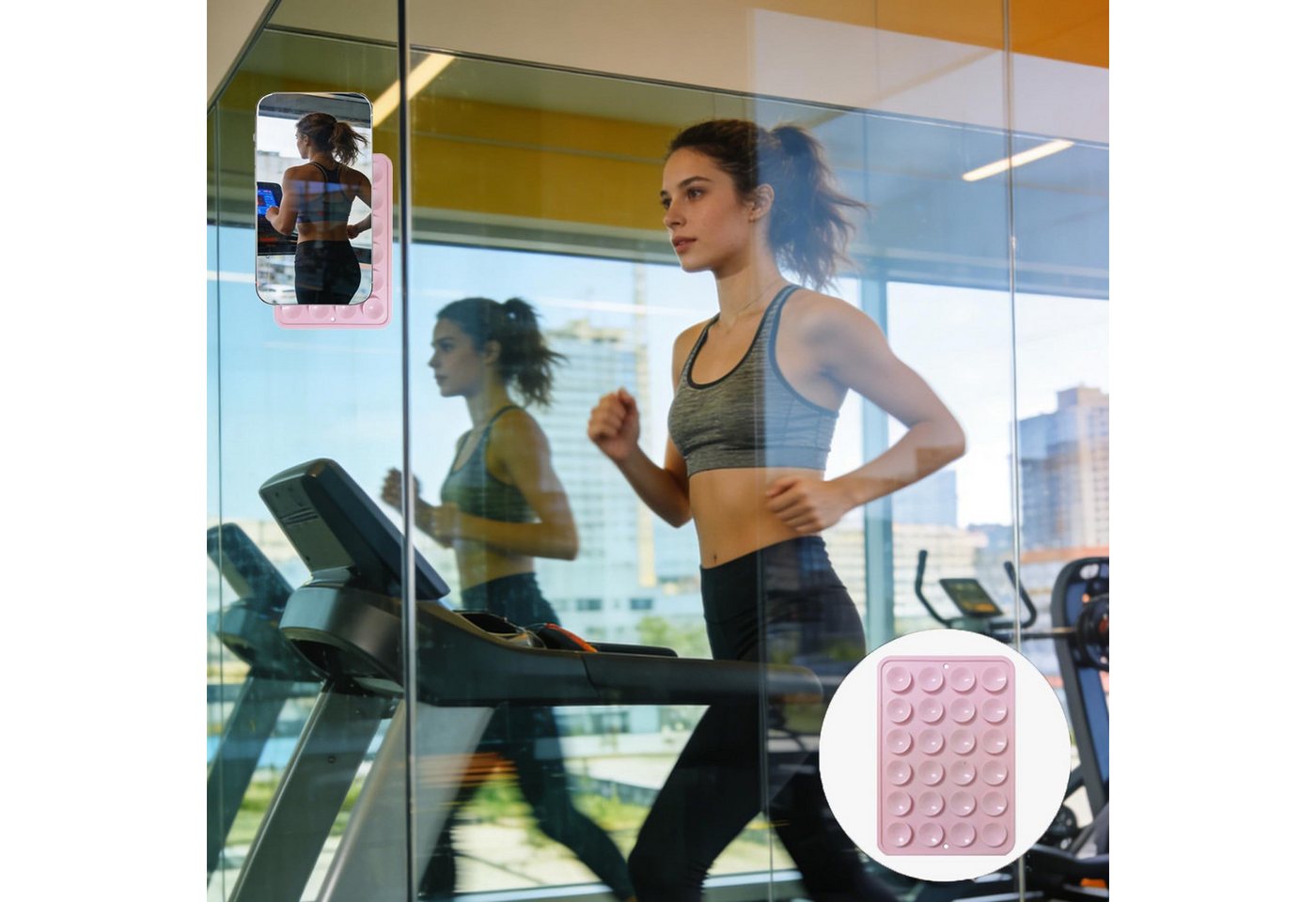 FOUORTUNATE-BEE Halterung 4er Set Handyhalter mit Saugnäpfen Silikon für Smartphone Case, (4-tlg., Für Selfies Videos Dusche Spiegel Fitness Küche und Reisen) – Bild 3 von 5