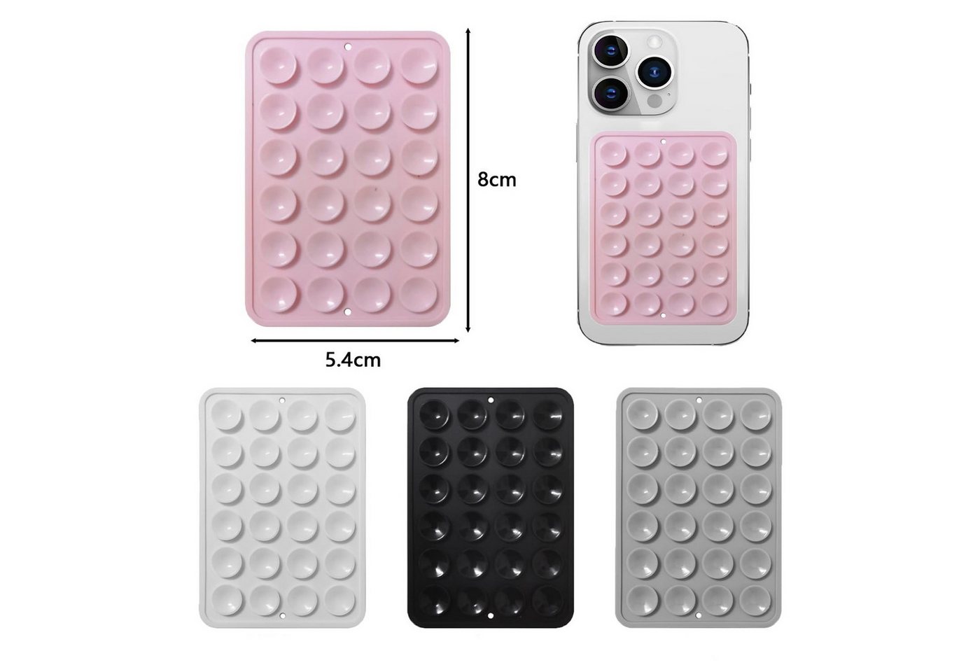 FOUORTUNATE-BEE Halterung 4er Set Handyhalter mit Saugnäpfen Silikon für Smartphone Case, (4-tlg., Für Selfies Videos Dusche Spiegel Fitness Küche und Reisen) – Bild 5 von 5