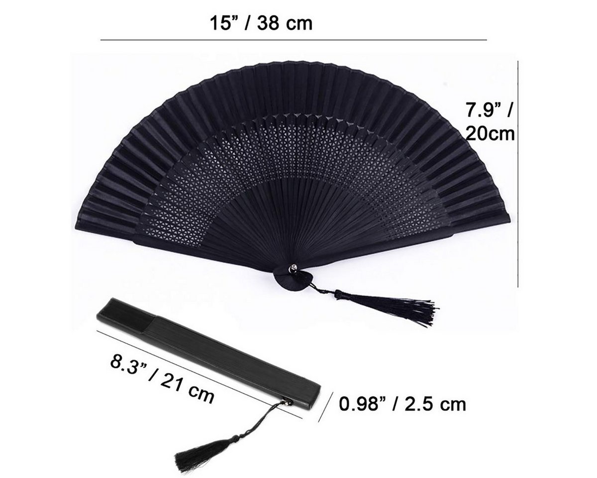 FOUORTUNATE-BEE Handfächer Faltfächer Handfächer mit Einer Stoffhülle und Quasten, (Vintage Retro Stil, 1-tlg., für Heimdekoration Party Hochzeit Tanzen Sommer  – Bild 2 von 5