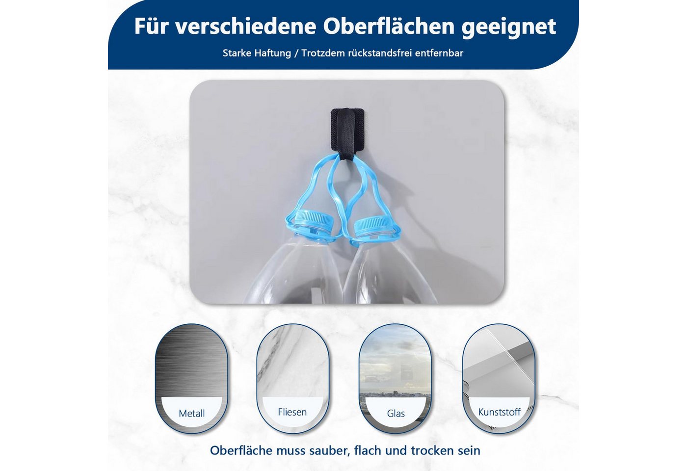 FOUORTUNATE-BEE Kabelbinder 50er Set Kabelmanagement Clips & Klettbänder selbstklebend Kabelhalter für Schreibtisch, TV, Computer & Lichterketten – Bild 2 von 5
