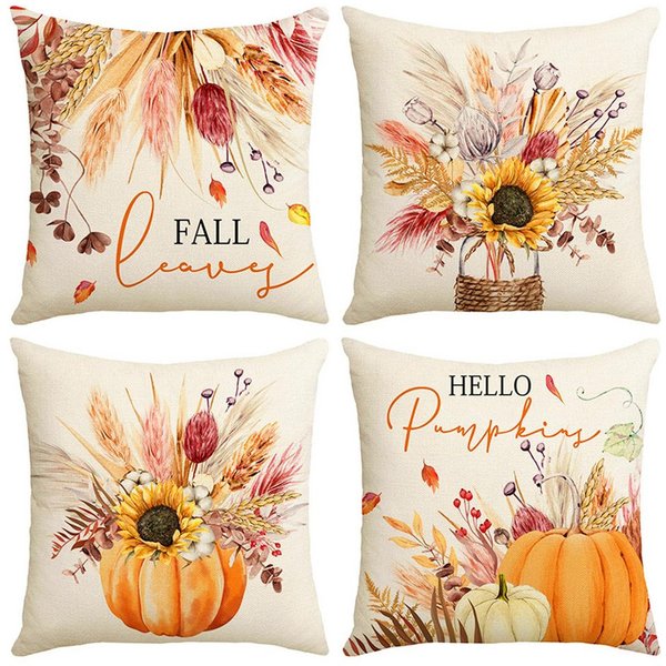 FOUORTUNATE-BEE Kissenbezug 4 Stück Herbstdeko Kissenbezüge 45x45cm, Dekorative Kissenbezug, (4 Stück), für Erntedankfest und Thanksgiving, für Sofa, Bett und W