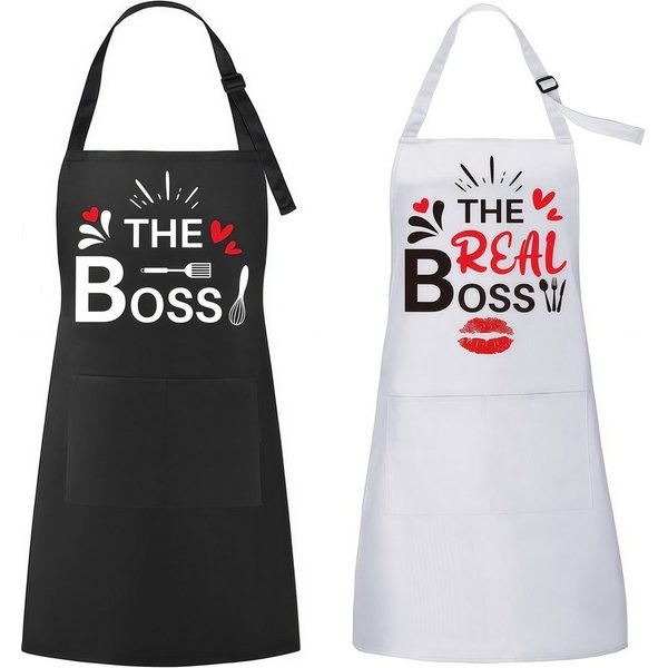 FOUORTUNATE-BEE Kochschürze 2er-Set lustige Paar-Küchenschürzen mit Taschen, verstellbar, (2-tlg), Ideal als Geschenk zu Hochzeit, Valentinstag oder Weihnachten