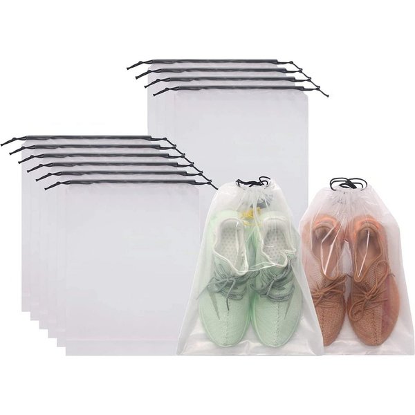 FOUORTUNATE-BEE Kofferorganizer 10er Set Zugbeutel Aufbewahrungstaschen für Reise & Koffer, Transparente Beutel mit Kordel für Schuhe, Kleidung & Gepäck