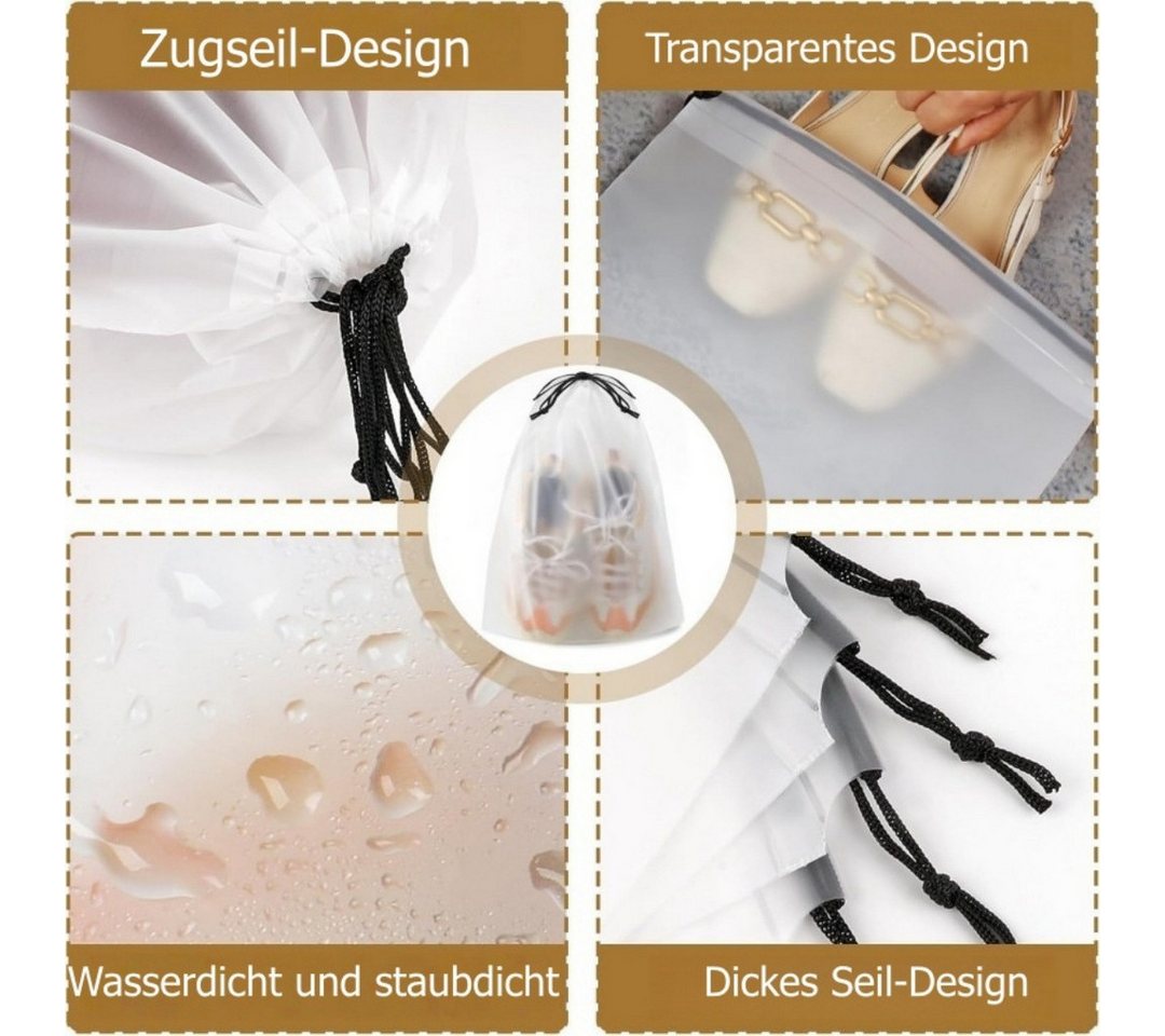 FOUORTUNATE-BEE Kofferorganizer 10er Set Zugbeutel Aufbewahrungstaschen für Reise & Koffer, Transparente Beutel mit Kordel für Schuhe, Kleidung & Gepäck – Bild 3 von 5